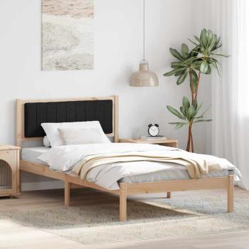 ARDEBO.de - Bettgestell mit gepolstertem Kopfteil Schwarz 100 x 200 cm
