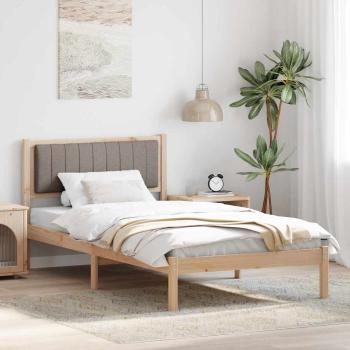 ARDEBO.de - Bettgestell mit gepolstertem Kopfteil Taupe 100 x 200 cm