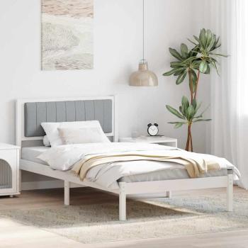 ARDEBO.de - Bettgestell mit gepolstertem Kopfteil Hellgrau 100 x 200 cm