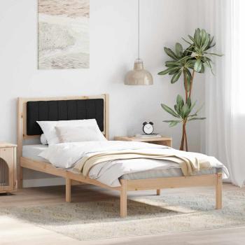 ARDEBO.de - Bettgestell mit gepolstertem Kopfteil Schwarz 90 x 200 cm