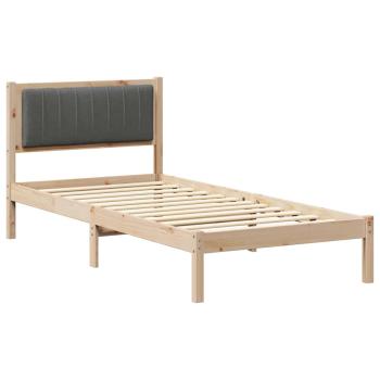 Bettgestell mit gepolstertem Kopfteil Dunkelgrau 90 x 190 cm