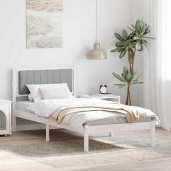 ARDEBO.de - Bettgestell mit gepolstertem Kopfteil Hellgrau 90 x 190 cm