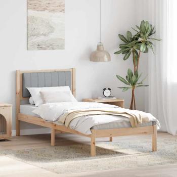 ARDEBO.de - Bettgestell mit gepolstertem Kopfteil Hellgrau 75 x 190 cm
