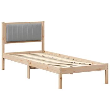 Bettgestell mit gepolstertem Kopfteil Hellgrau 75 x 190 cm