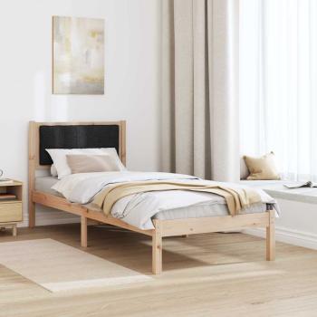 Bettgestell mit gepolstertem Kopfteil Schwarz 75 x 190 cm