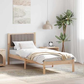 ARDEBO.de - Bettgestell mit gepolstertem Kopfteil Taupe 75 x 190 cm