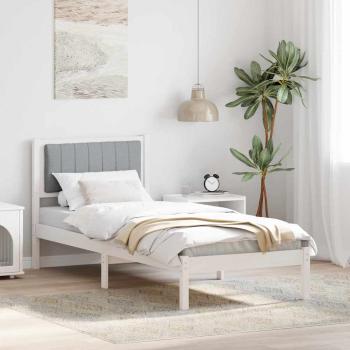 ARDEBO.de - Bettgestell mit gepolstertem Kopfteil Hellgrau 75 x 190 cm