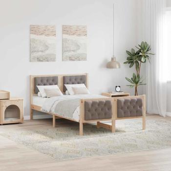 ARDEBO.de - Bettrahmen mit Kopfteil Taupe 120 x 200 cm Massives Kiefernholz