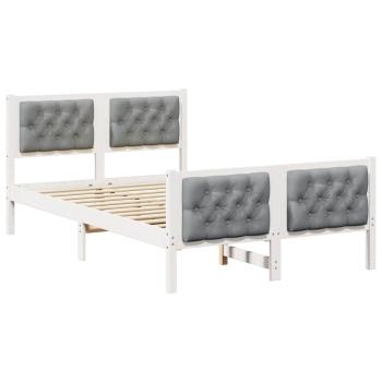Bettrahmen Hellgrau 135 x 190 cm Massives Kiefernholz