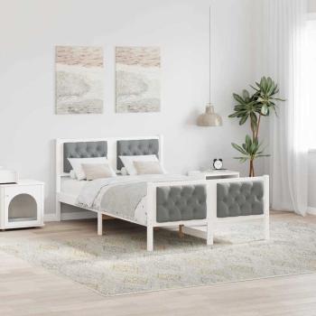 ARDEBO.de - Bettrahmen Hellgrau 120 x 190 cm Massives Kiefernholz