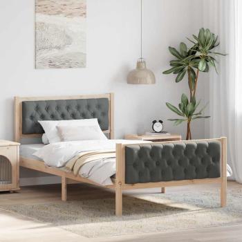 ARDEBO.de - Bettrahmen Dunkelgrau 100 x 200 cm Massives Kiefernholz