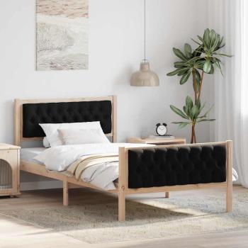 ARDEBO.de - Bettrahmen Schwarz 100 x 200 cm Massives Kiefernholz