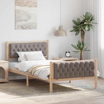 ARDEBO.de - Bettrahmen mit Kopfteil Taupe 100 x 200 cm Massives Kiefernholz