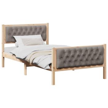 Bettrahmen mit Kopfteil Taupe 100 x 200 cm Massives Kiefernholz