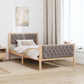 Bettrahmen mit Kopfteil Taupe 100 x 200 cm Massives Kiefernholz