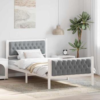 ARDEBO.de - Bettrahmen Hellgrau 100 x 200 cm Massives Kiefernholz