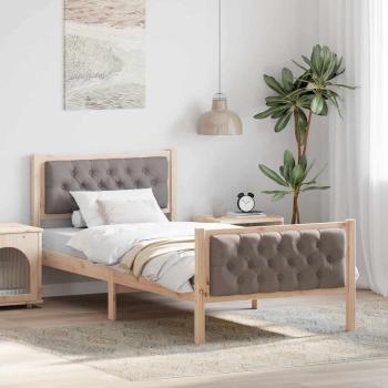ARDEBO.de - Bettrahmen mit Kopfteil Taupe 90 x 200 cm Massives Kiefernholz
