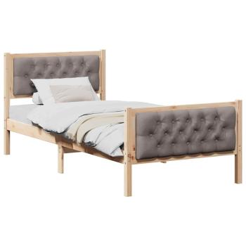 Bettrahmen mit Kopfteil Taupe 90 x 200 cm Massives Kiefernholz