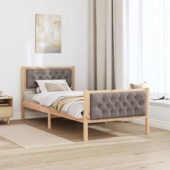 Bettrahmen mit Kopfteil Taupe 90 x 200 cm Massives Kiefernholz