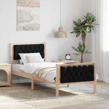 ARDEBO.de - Bettrahmen Schwarz 80 x 200 cm Massives Kiefernholz