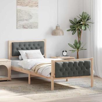 ARDEBO.de - Bettrahmen Dunkelgrau 90 x 190 cm Massives Kiefernholz