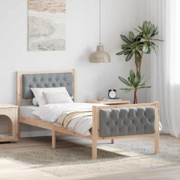 ARDEBO.de - Bettrahmen Hellgrau 75 x 190 cm Massives Kiefernholz