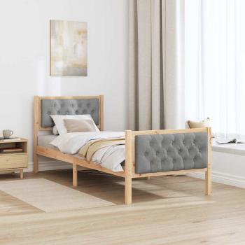 Bettrahmen Hellgrau 75 x 190 cm Massives Kiefernholz