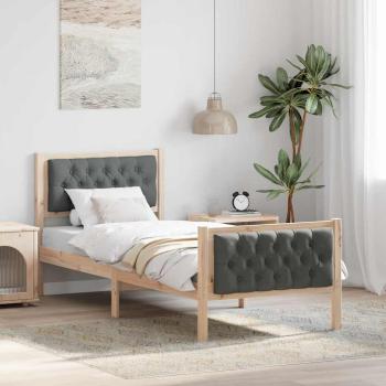 ARDEBO.de - Bettrahmen Dunkelgrau 75 x 190 cm Massives Kiefernholz