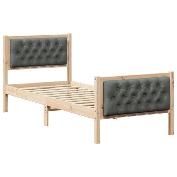 Bettrahmen Dunkelgrau 75 x 190 cm Massives Kiefernholz