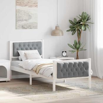 ARDEBO.de - Bettrahmen Hellgrau 75 x 190 cm Massives Kiefernholz