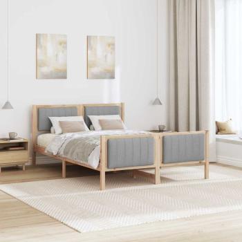 Bettgestell Braun und Hellgrau 135 x 190 cm Massivholz Kiefer