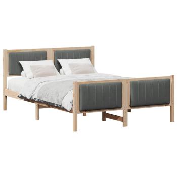 Bettgestell Braun und Dunkelgrau 135 x 190 cm Massivholz Kiefer