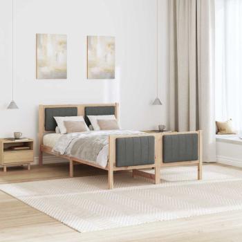 Bettgestell Braun und Dunkelgrau 120 x 190 cm Massivholz Kiefer