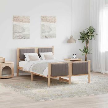 ARDEBO.de - Bettgestell Braun und Taupe 120 x 190 cm Massivholz Kiefer