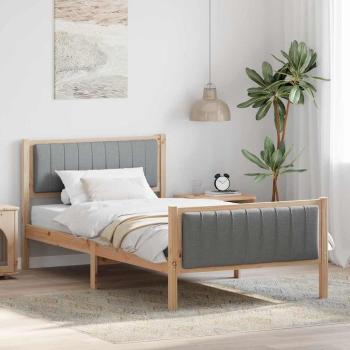 ARDEBO.de - Bettgestell Braun und Hellgrau 100 x 200 cm Massivholz Kiefer