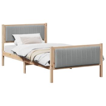 Bettgestell Braun und Hellgrau 100 x 200 cm Massivholz Kiefer