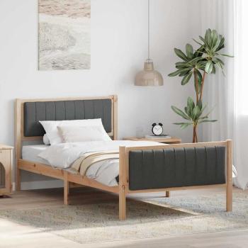 ARDEBO.de - Bettgestell Braun und Dunkelgrau 100 x 200 cm Massivholz Kiefer
