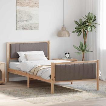 ARDEBO.de - Bettgestell Braun und Taupe 100 x 200 cm Massivholz Kiefer