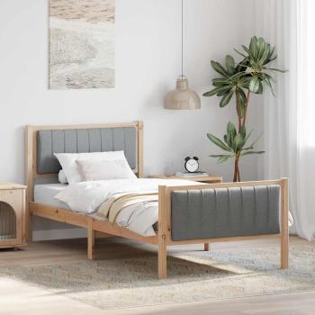 ARDEBO.de - Bettgestell Braun und Hellgrau 90 x 200 cm Massivholz Kiefer