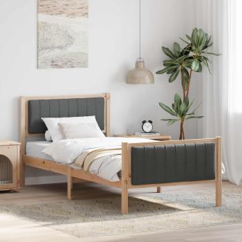 ARDEBO.de - Bettgestell Braun und Dunkelgrau 90 x 200 cm Massivholz Kiefer