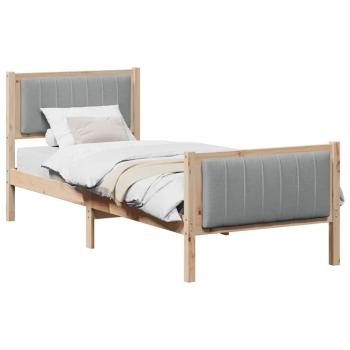 Bettgestell Braun und Hellgrau 80 x 200 cm Massivholz Kiefer