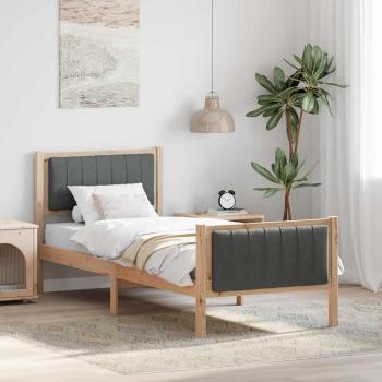 ARDEBO.de - Bettgestell Braun und Dunkelgrau 80 x 200 cm Massivholz Kiefer