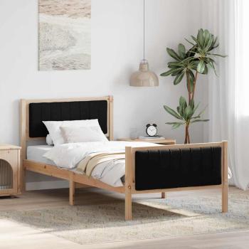 ARDEBO.de - Bettgestell Braun und Schwarz 90 x 190 cm Massivholz Kiefer