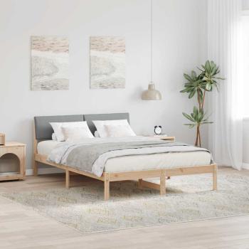 ARDEBO.de - Bettgestell Braun und hellgrau 160 x 200 cm Massivholz Kiefer