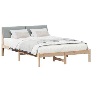 Bettgestell Braun und hellgrau 150 x 200 cm Massivholz Kiefer