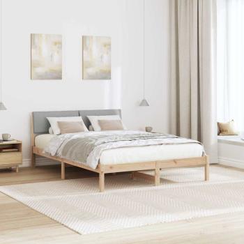 Bettgestell Braun und hellgrau 150 x 200 cm Massivholz Kiefer