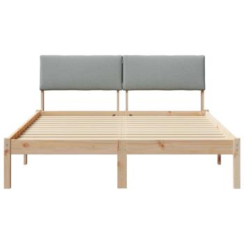Bettgestell Braun und hellgrau 150 x 200 cm Massivholz Kiefer
