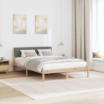 Bettgestell Braun und Dunkelgrau 140 x 200 cm Massivholz Kiefer