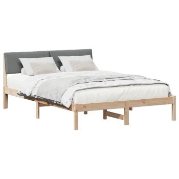 Bettgestell Braun und Dunkelgrau 140 x 190 cm Massivholz Kiefer