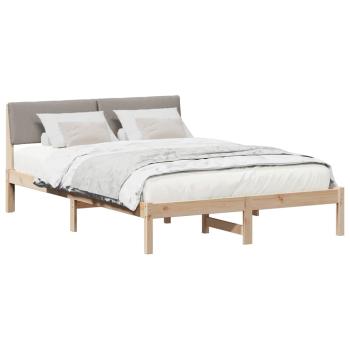 Bettgestell Braun und Taupe 140 x 190 cm Massivholz Kiefer